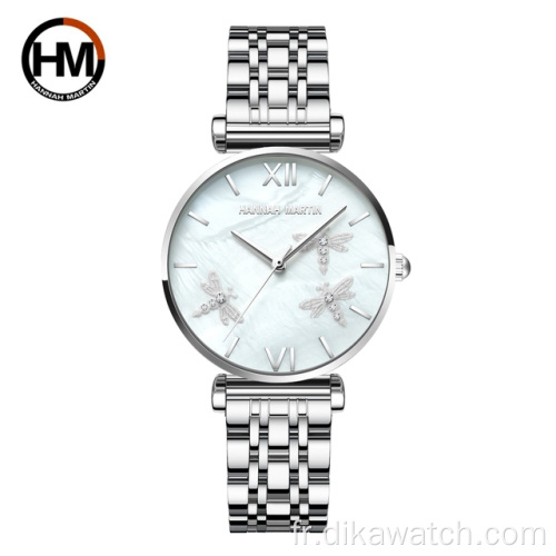 Pearl Shell Dragonfly Ladies Luxury Diamonds Scallop Montres